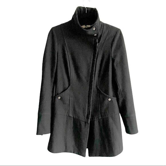 STEVE MADDEN Wool Winter Asymmetrical Coat Black S - Picture 3 of 9